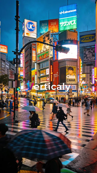 渋谷スクランブル交差点、雨上がり