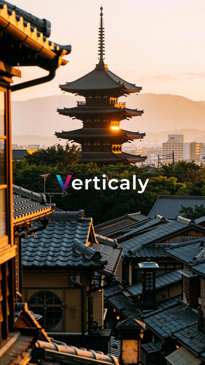 京都の五重塔、夕焼けに染まる