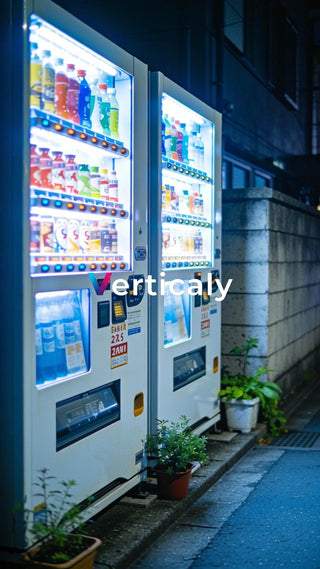 都会の路地裏、自販機と植物