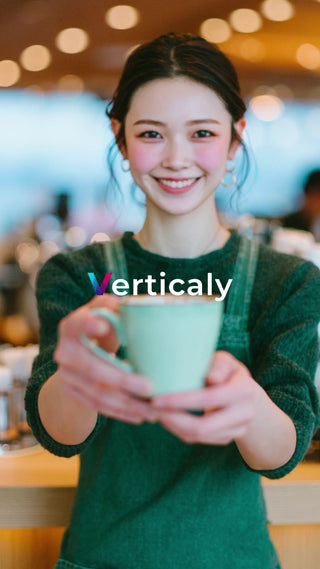 カフェ店員が笑顔で提供