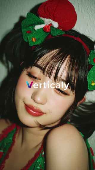 クリスマスヘアの女性、微笑み