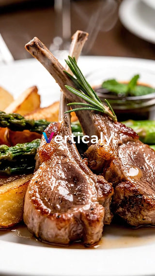 豪快に焼き上げるラムチョップ