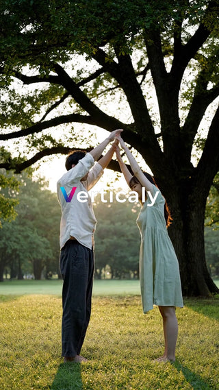 公園で手をつなぐ二人