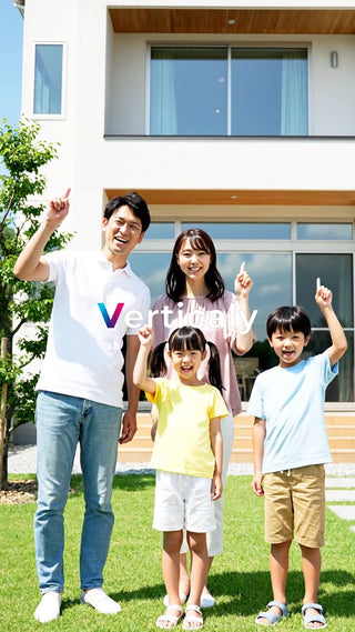 Family smiles, a new home