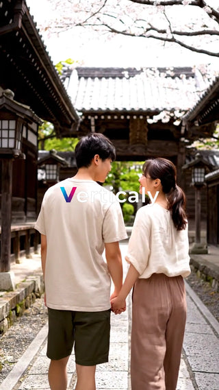 手をつなぎ歩く二人