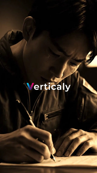 涙を流す男性、ペンを走らせる