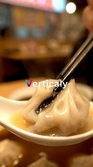 熱々小籠包、箸で掴む