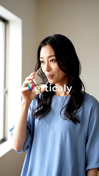 女性が飲む、透明な飲み物