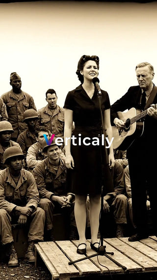 兵士たちの前で歌う女性