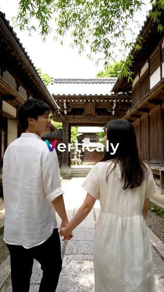 手をつなぎ歩く二人