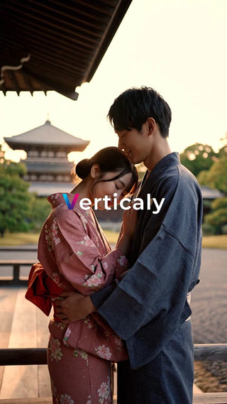 浴衣姿の二人、夕暮れ時