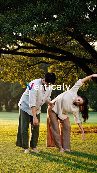 公園でストレッチする男女