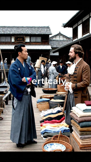 江戸の街並み、二人語らう