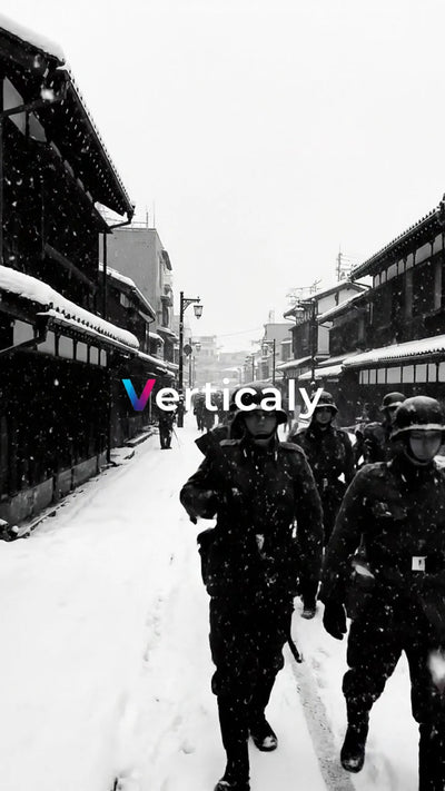 雪景色を行進する兵士