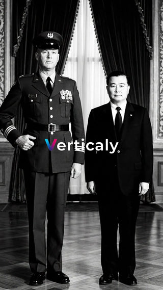 軍服姿の男性とスーツ男性