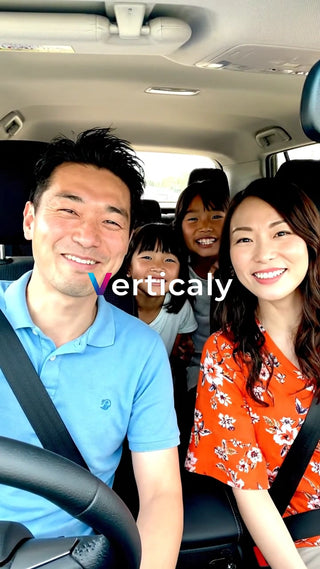 家族でドライブ、笑顔が最高