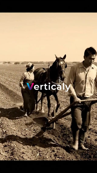 農作業、馬と女性と男性