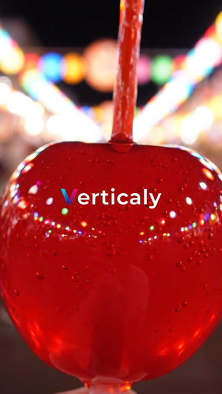 艶々の赤いリンゴ飴、夜の屋台