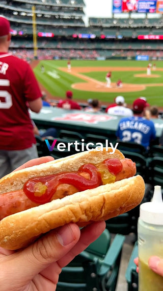 野球観戦、ホットドッグを頬張る