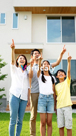 家族で指差し、新居を期待