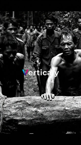 集団で丸太を運ぶ人々