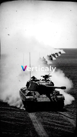 戦車隊、砂埃を上げて進む