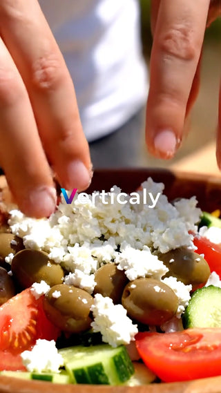 サラダにチーズをのせる