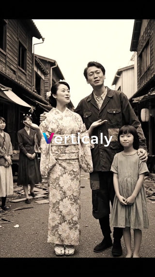 着物姿の家族、温かい眼差し