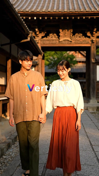 手をつなぎ歩く二人