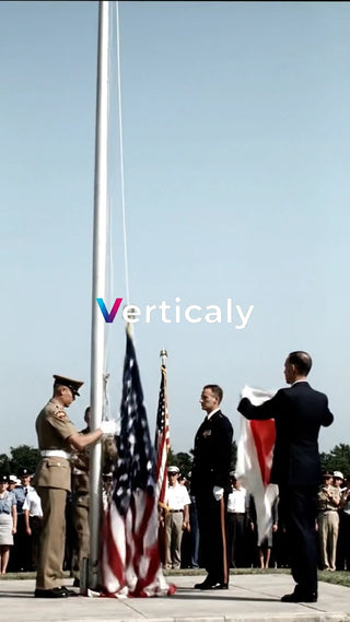 国旗掲揚、軍人の姿