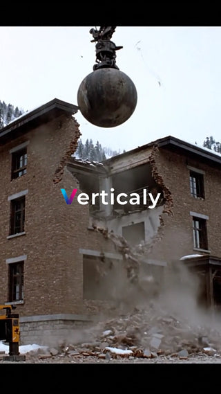 破壊されるレンガ造りの建物