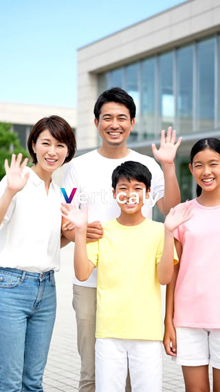 家族みんなで手を振る