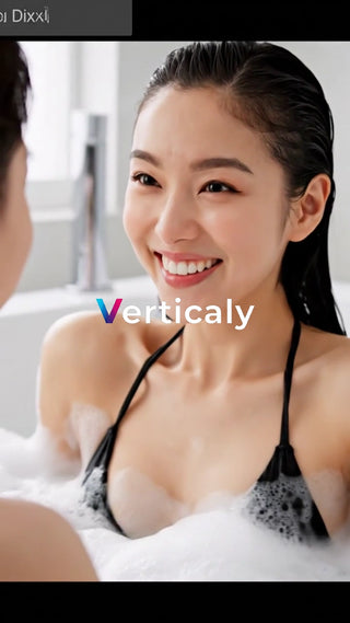 湯船で微笑む女性