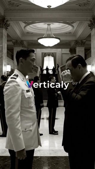 敬礼する軍人、光射す空間