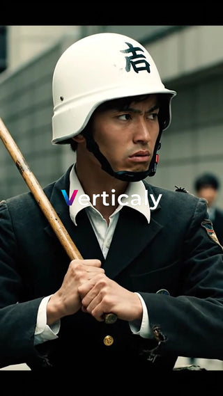 警官、バットを構える