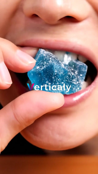 ブルーゼリーを食べる