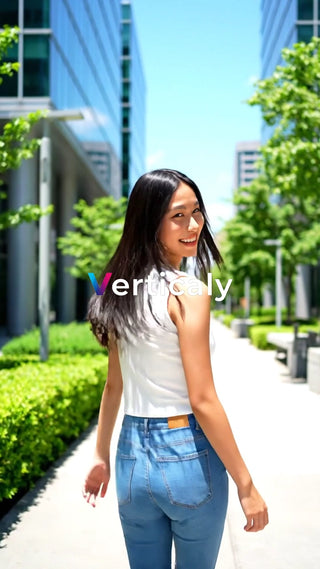 街を歩く女性、笑顔が眩しい