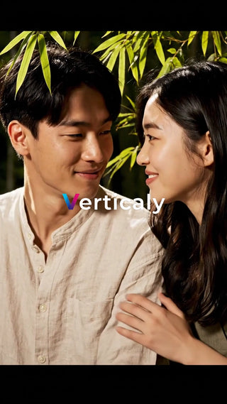 見つめ合う恋人たち、緑の中で