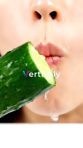 キュウリを食べる女性