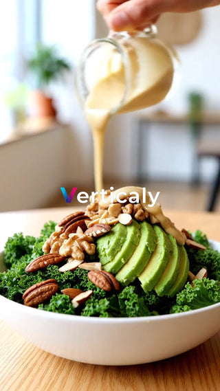 サラダにドレッシングをかける