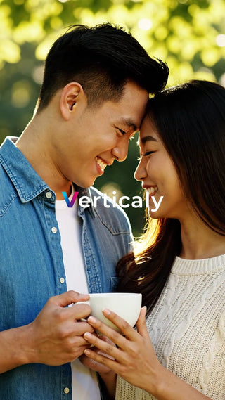 寄り添う二人の笑顔、幸せ