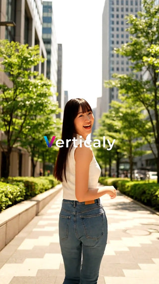 都会の道を歩く女性