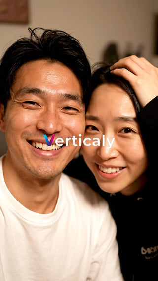 笑顔のカップル、寄り添って