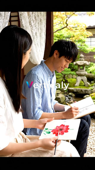 絵を描く男女、穏やかな時間