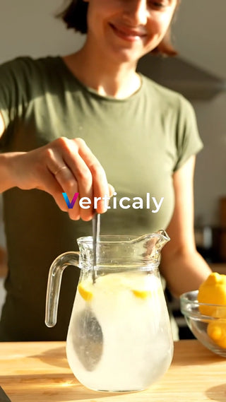 レモン水を作る女性