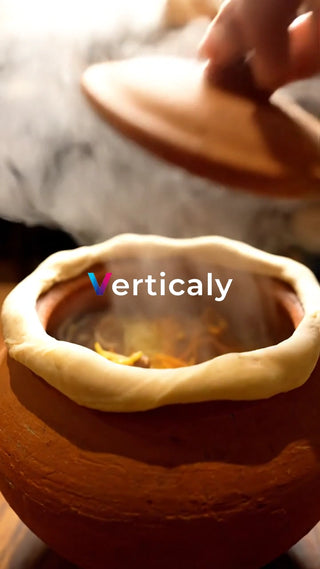 土鍋から湯気、熱々の料理