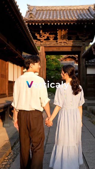 手をつなぐ二人の後ろ姿