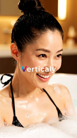 湯船で微笑む女性