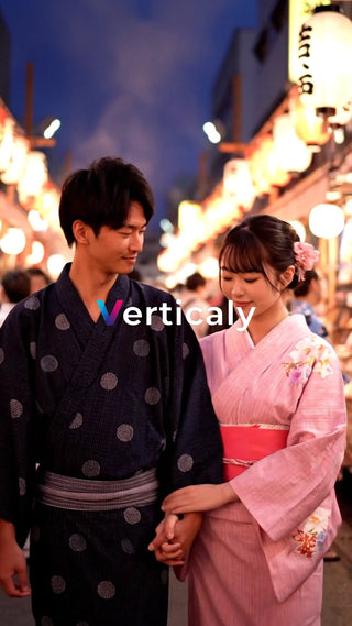 浴衣姿の二人、夏祭りデート