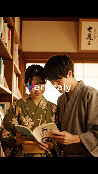 浴衣姿の二人、読書を楽しむ